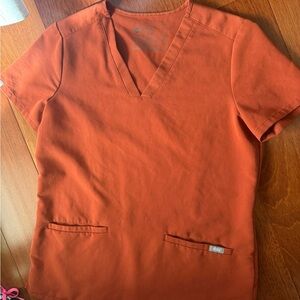 Figs Burnt Orange V-Neck Scrub Top
